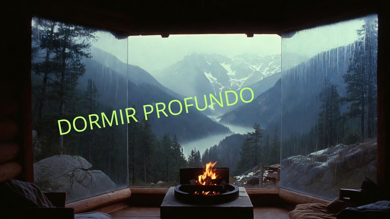 Lluvia + Fuego Cozy Log Cabin Fireplace & Gentle Rain (No Thunder) | Deep Sleep Ambience