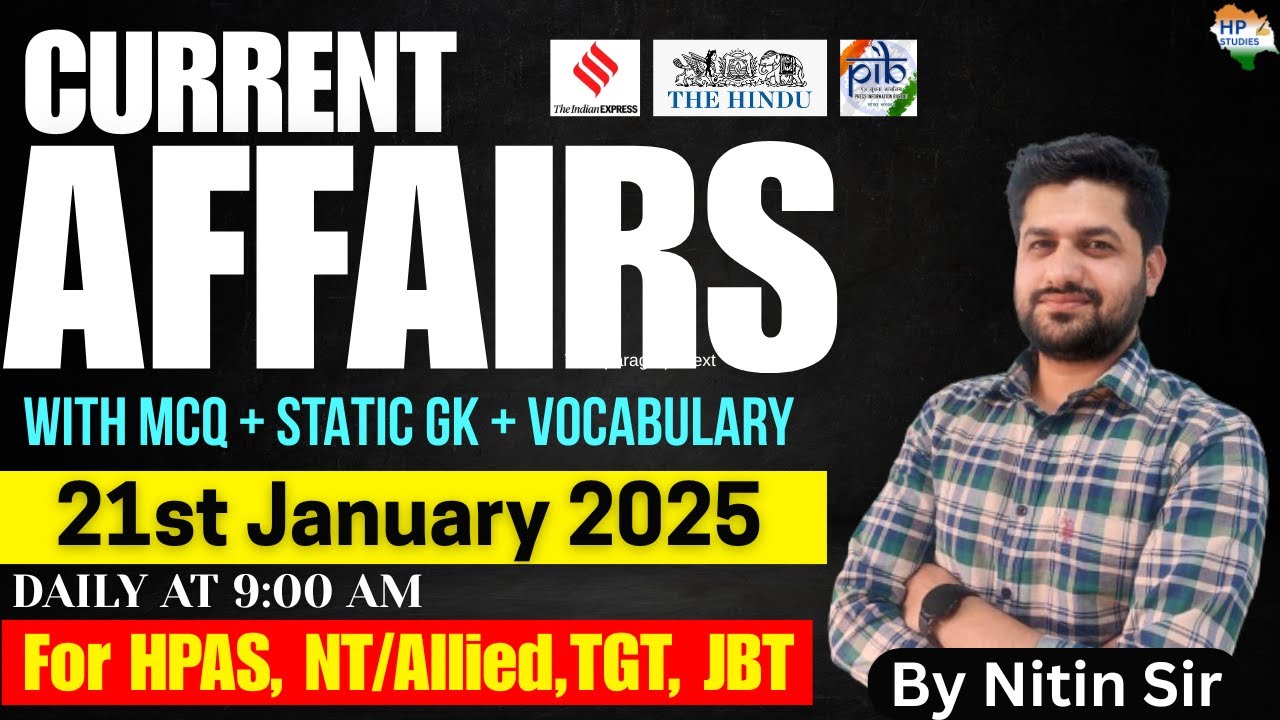 21st January 2026 Current Affairs | Daily Current Affairs | Simplified Way | HAS,  Allied/NT, TGT