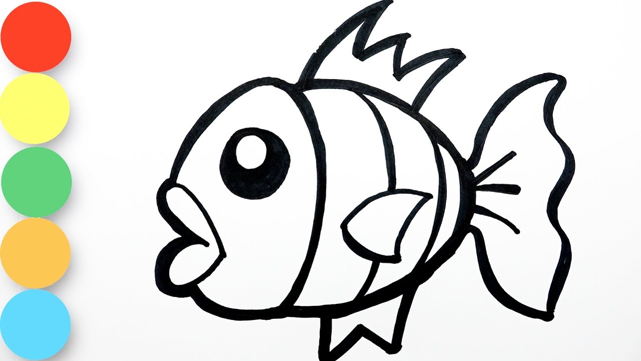 Easy Coloring Fish - Painting for Toddlers and Drawing for Kids