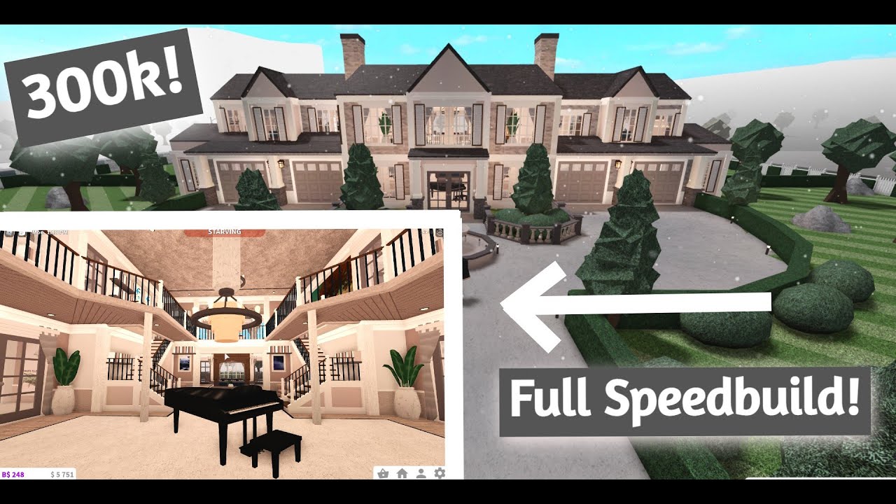 SUBURBAN MANSION FULL SPEED BUILD (300k) | Bloxburg Roblox