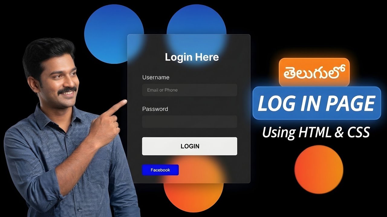 Create a Beautiful Login Form using HTML & CSS in Telugu | Responsive Login Component Tutorial
