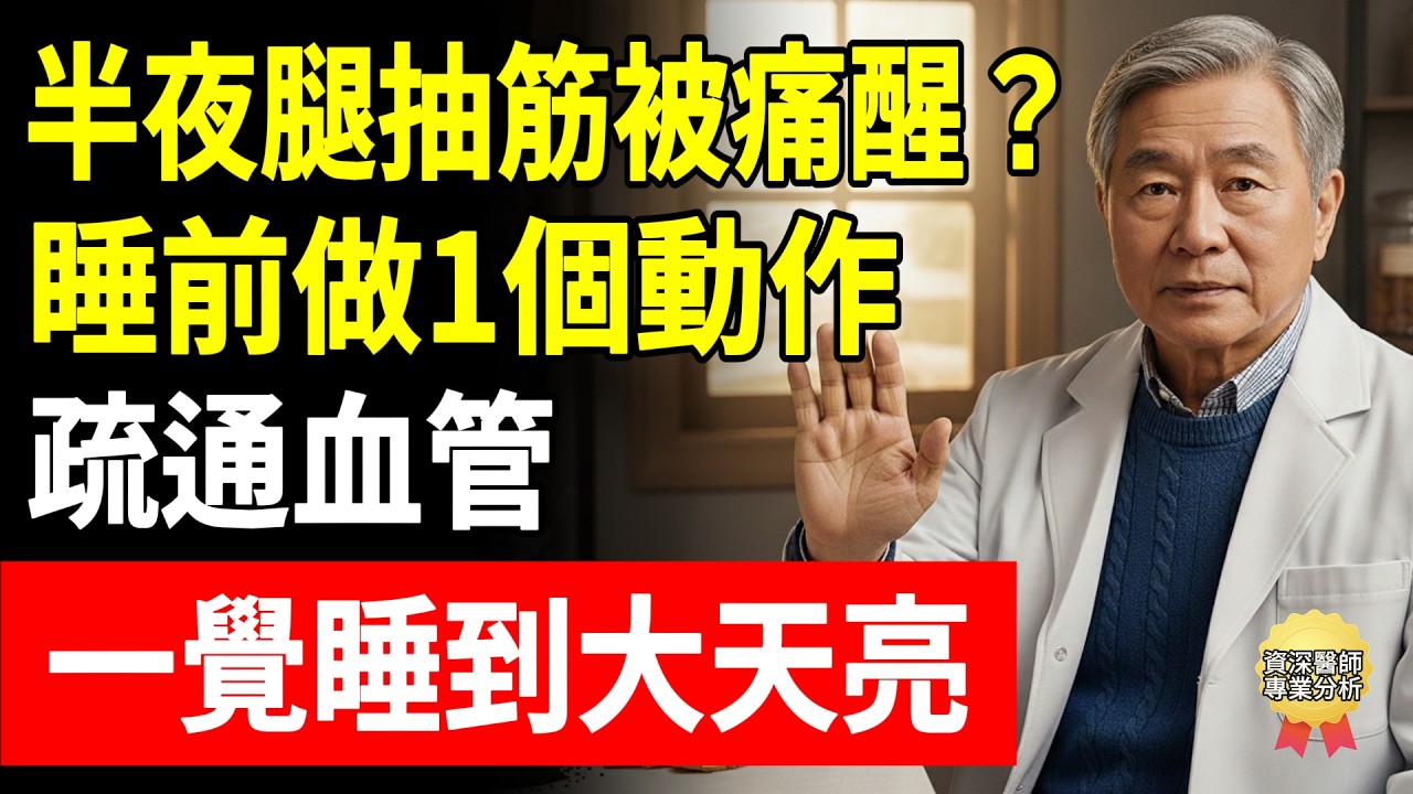 半夜腿抽筋被痛醒？睡前做1個動作，疏通血管、一覺睡到大天亮！#頤養之年 #懷安醫師 #半夜抽筋 #血管堵塞 #下肢血液迴圈