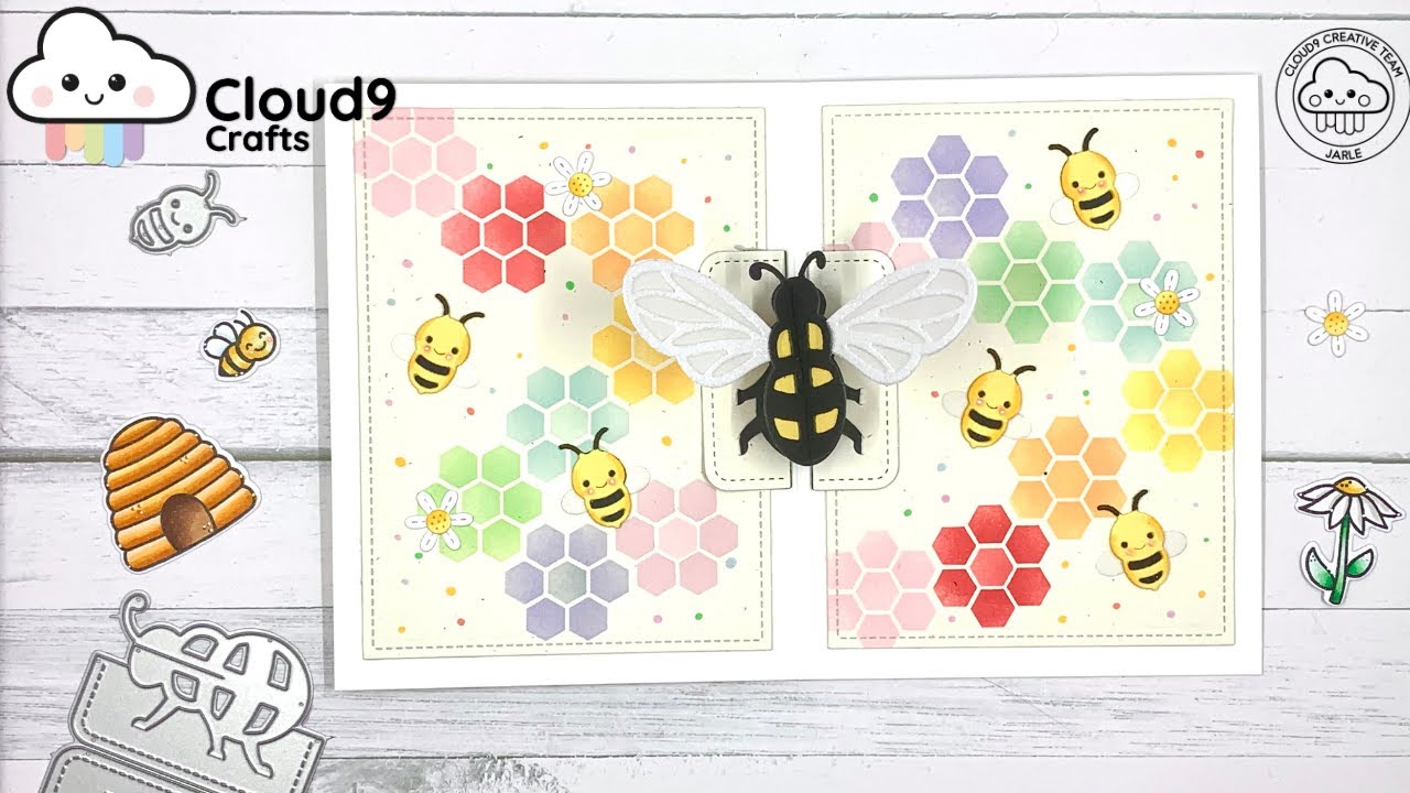 Interactive Birthday Card with Lawn Fawn Pop Up Bee (Cloud9 Crafts)