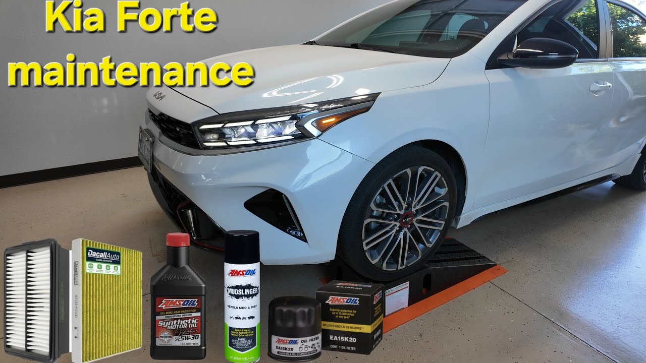 Kia Forte air filter, cabin filter, oil change and engine detail 