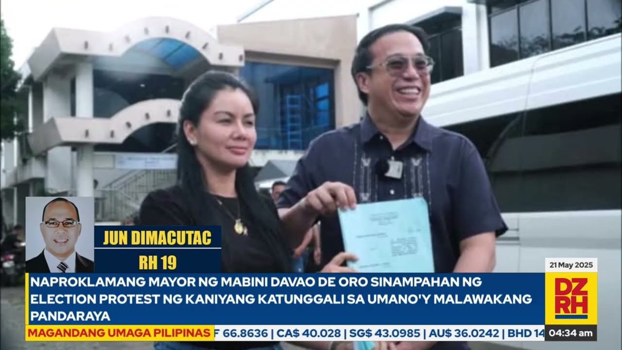 Naproklamang mayor ng Mabini, Davao De Oro, sinampahan ng election protest ng kanyang katunggali