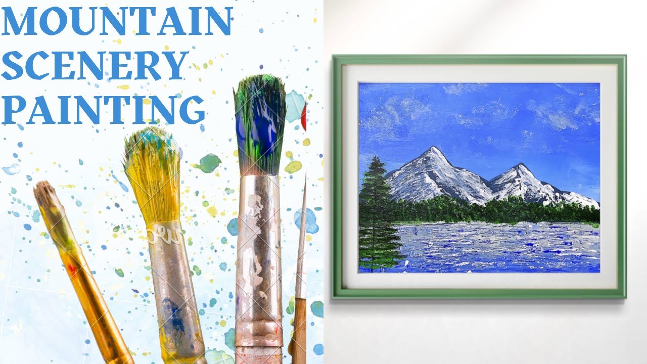Mountain river with acrylic for beginners / how to paint mountain scenery / mountain landscape
