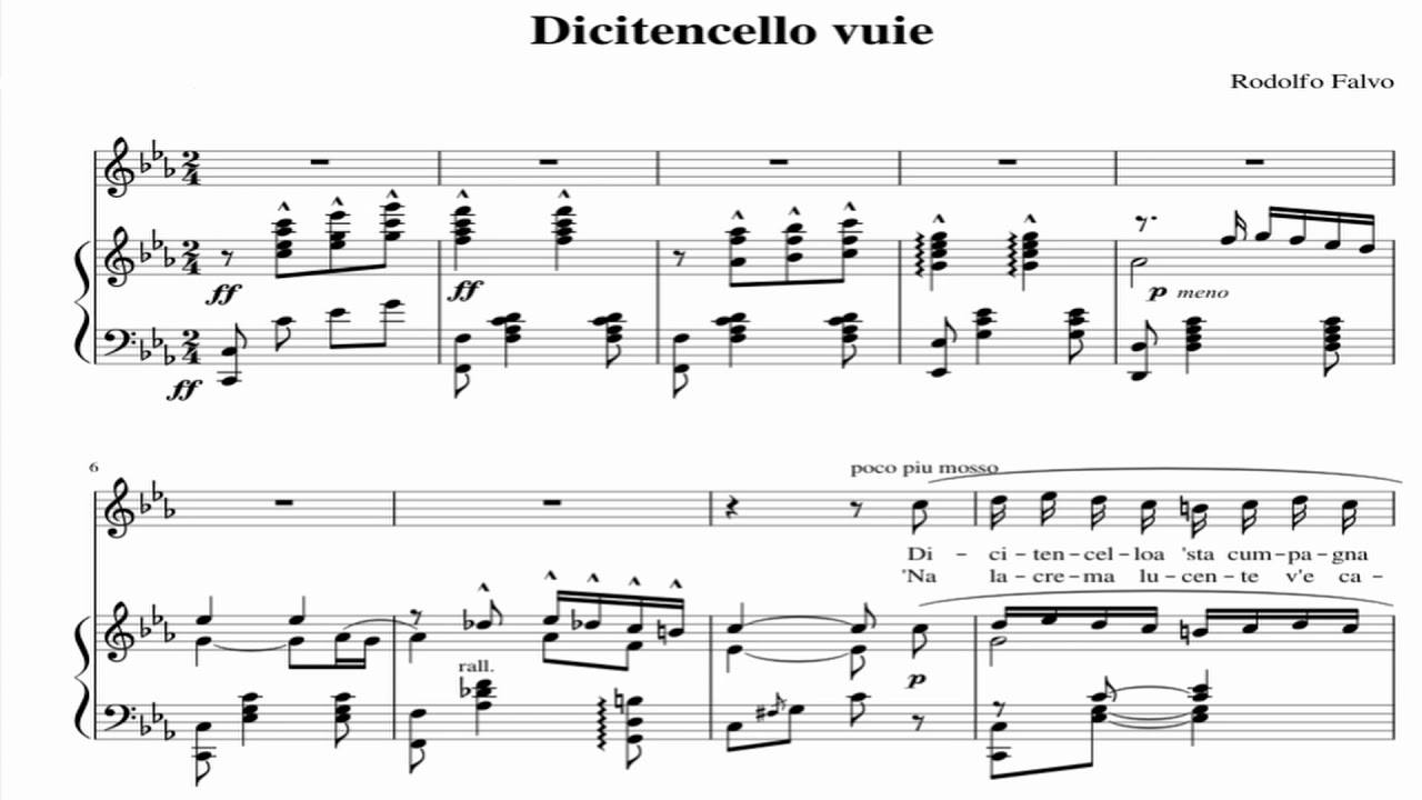 Dicitencello Vuie (R. Falvo) in c minor / Piano accompaniment