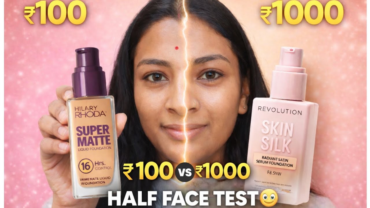 Cheap vs Expensive Foundation | ₹100 vs ₹1000 Shocking Result 😱##foundation #makeup #viralhack#yt 