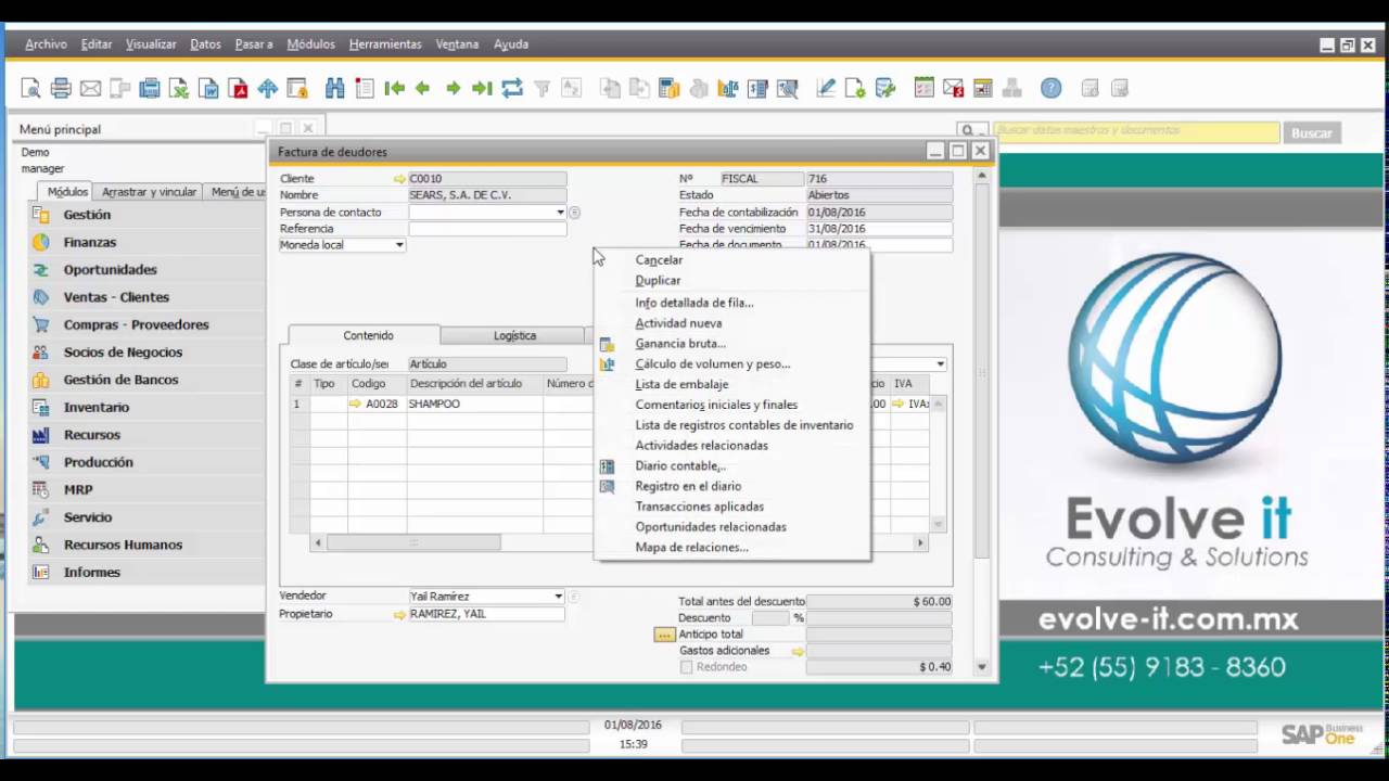 Resolver el error de cancelar documentos en SAP Business One