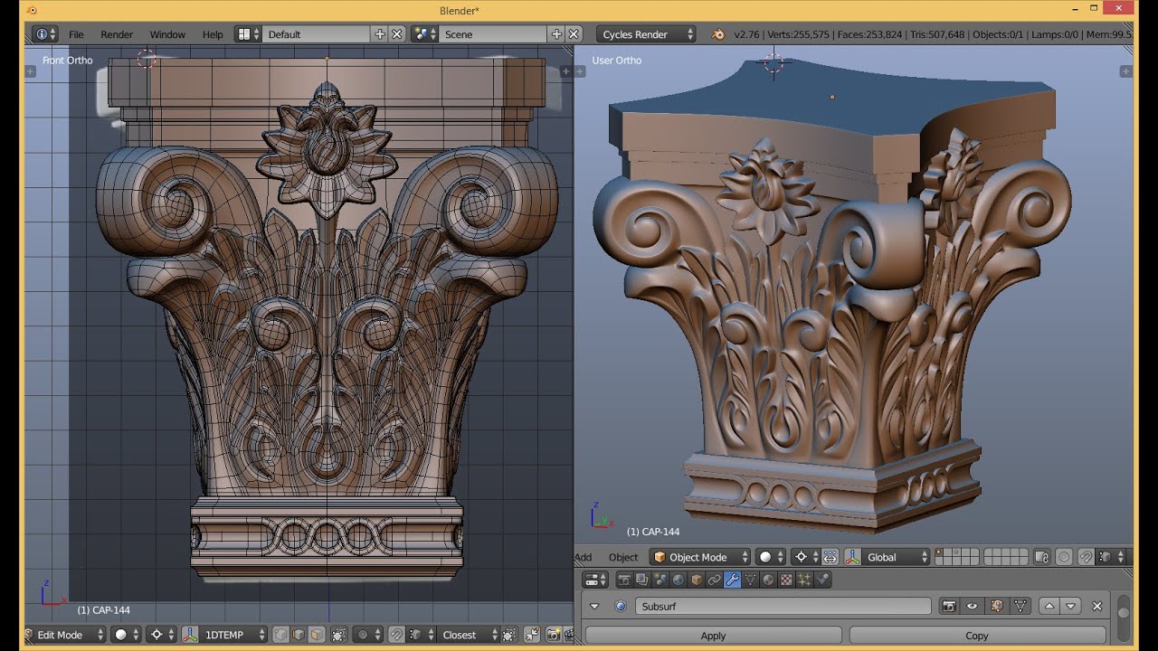 Blender 3D - simple capital modeling timelapse