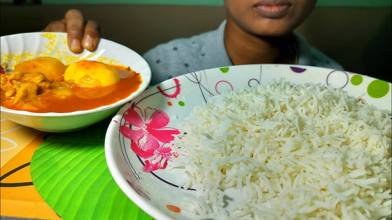 EATING EGG CURRY WITH RICE MUKBANG, ASMR INDIAN FOOD CHALLENGE 