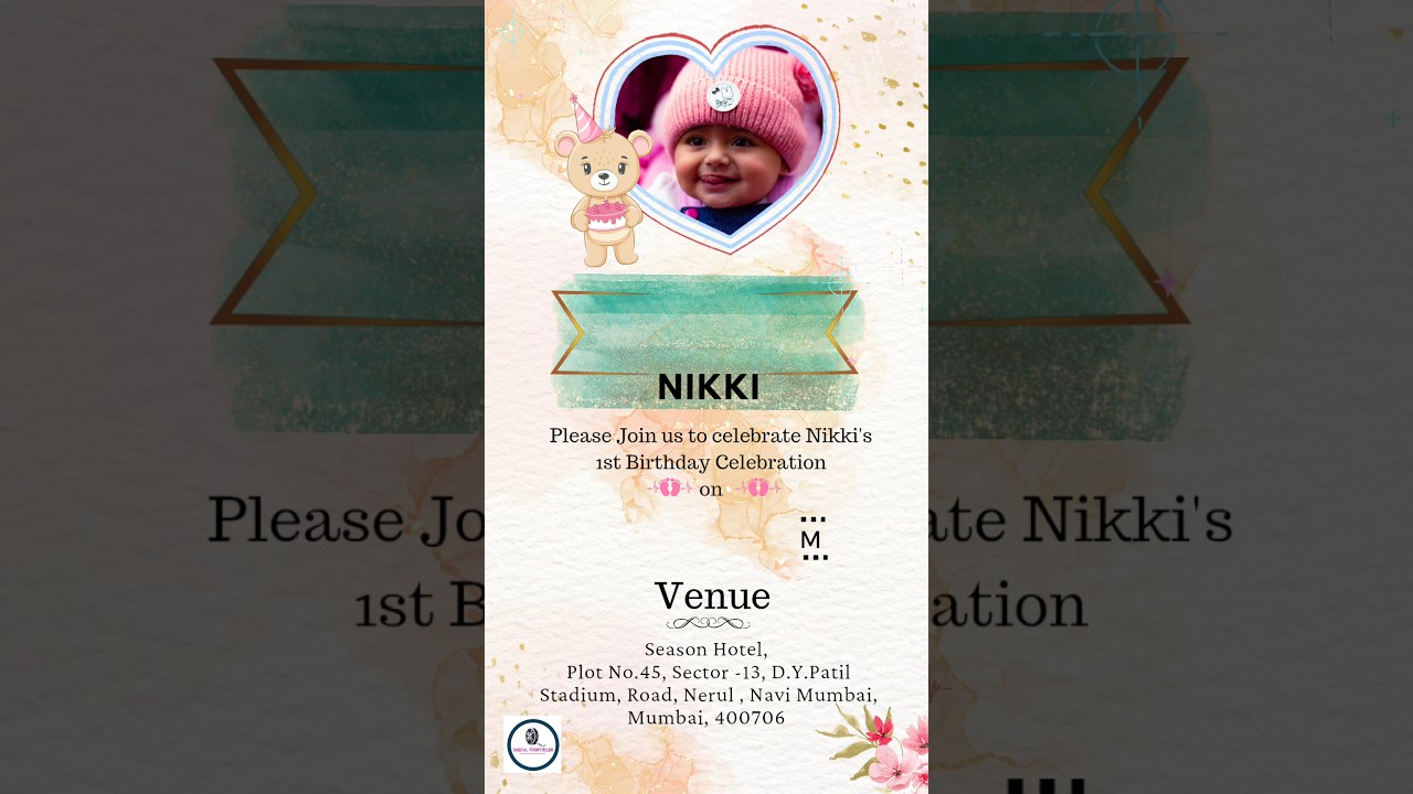 Baby's First Birthday Invitation Card || WhatsApp Invite ||Birthday Invite ||Digital invite