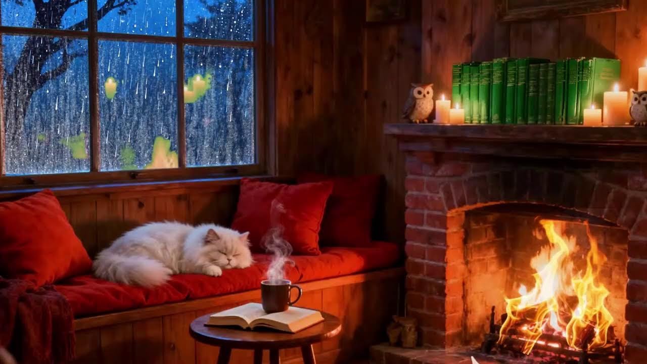 Rain and Fireplace in a Cozy Cabin – Your Gateway to Deep, Peaceful Sleep 🌧️🔥💤
