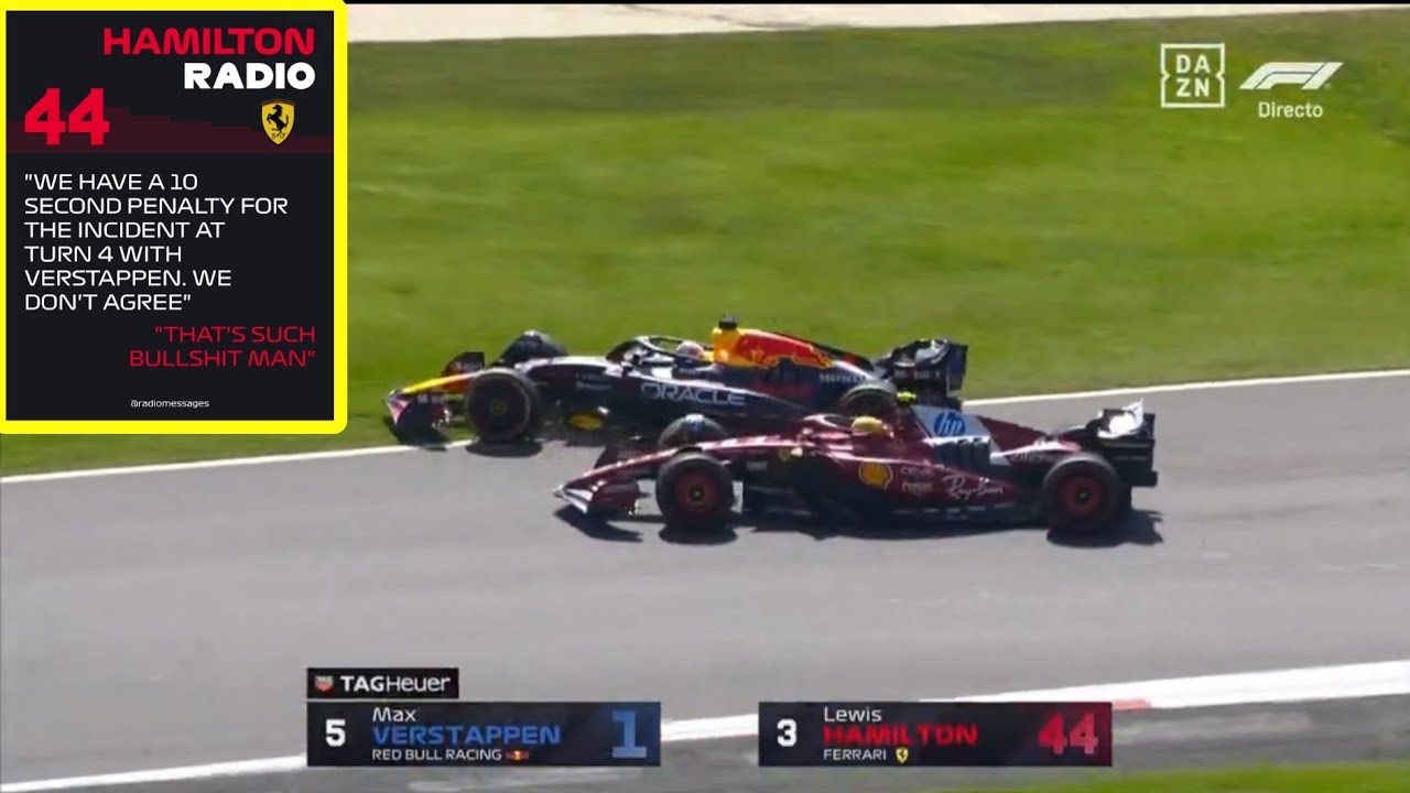 Max Versterppen on the grass  NO Penalty Mexico GP, Hamilton given 10 second Penalty vs Verstappen