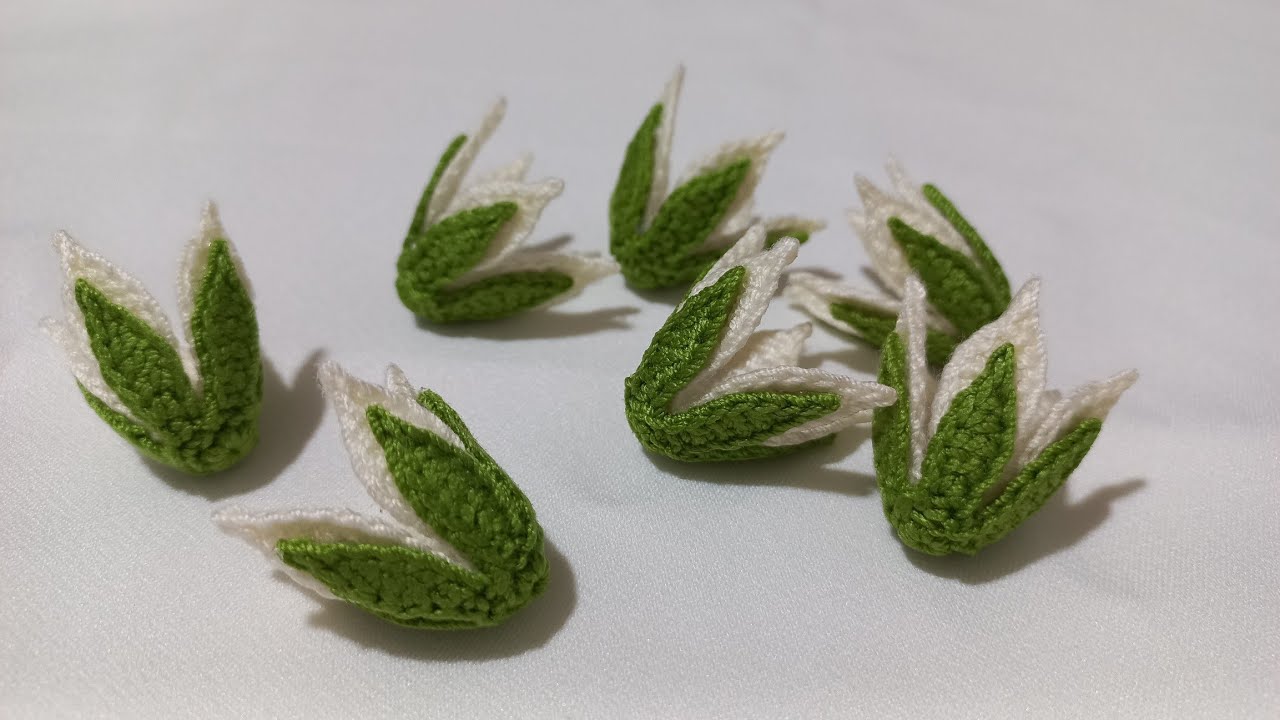วิธีถักกลีบเลี้ยงดอกไม้อุบะพวงมาลัยโครเชต์ By Chaweewan Crochet