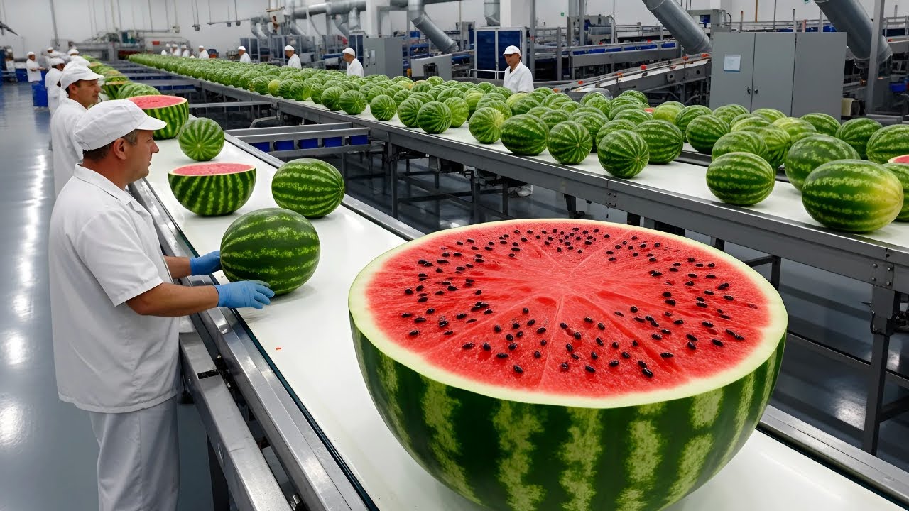 Inside a Modern Watermelon Factory: From Raw Watermelons to Pasteurized Juice