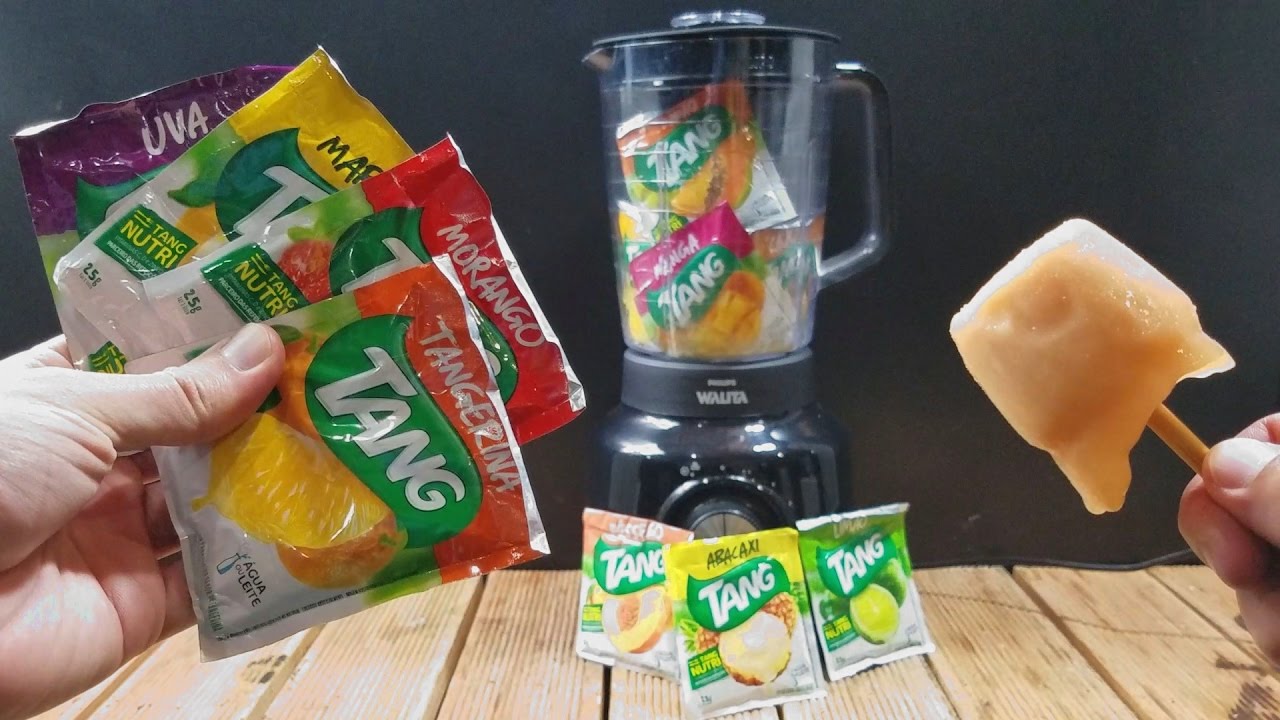 Misturei todos os sabores de suco Tang e fiz um Picolé! Ficou bom?