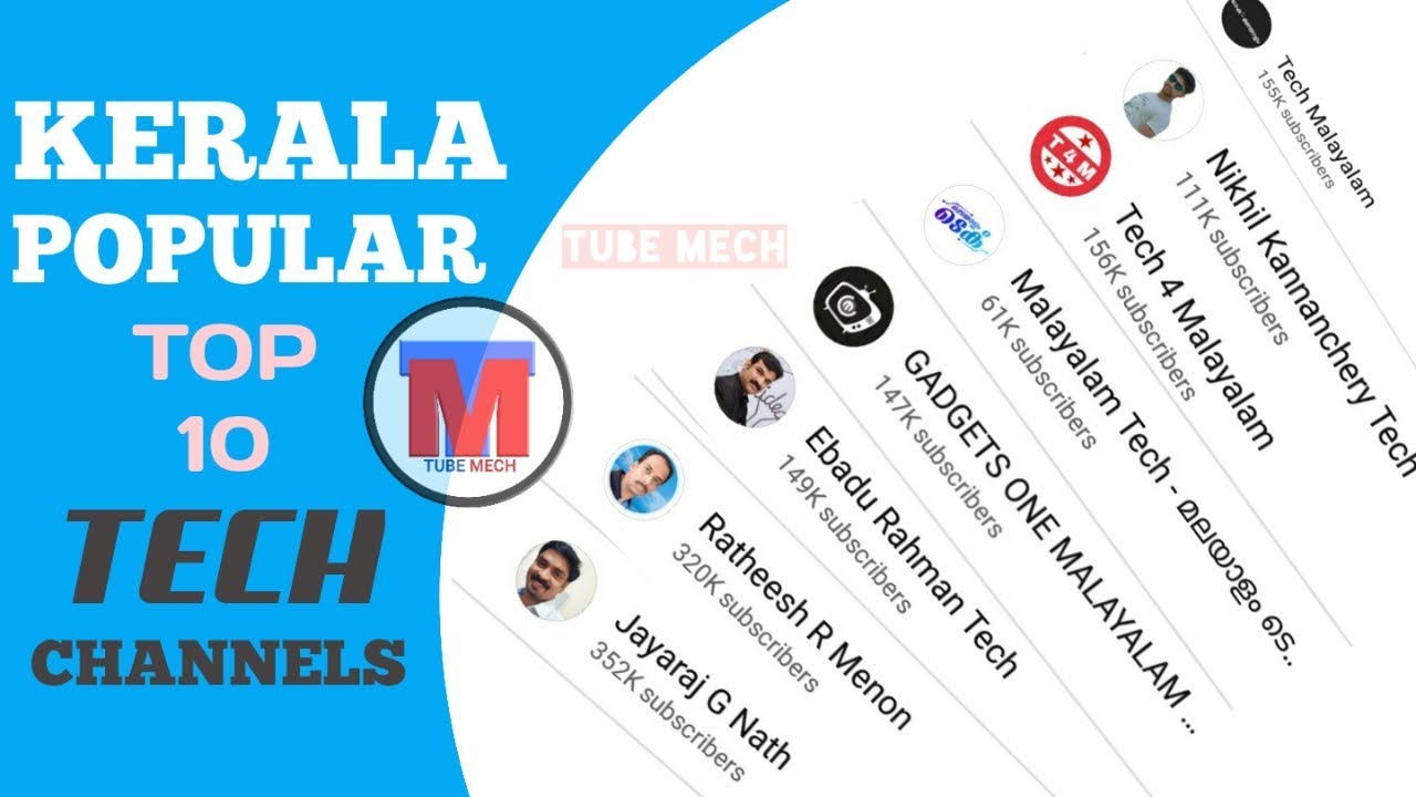 TOP 10  POPULAR TECH YOUTUBE CHANNELS IN KERALA 2018