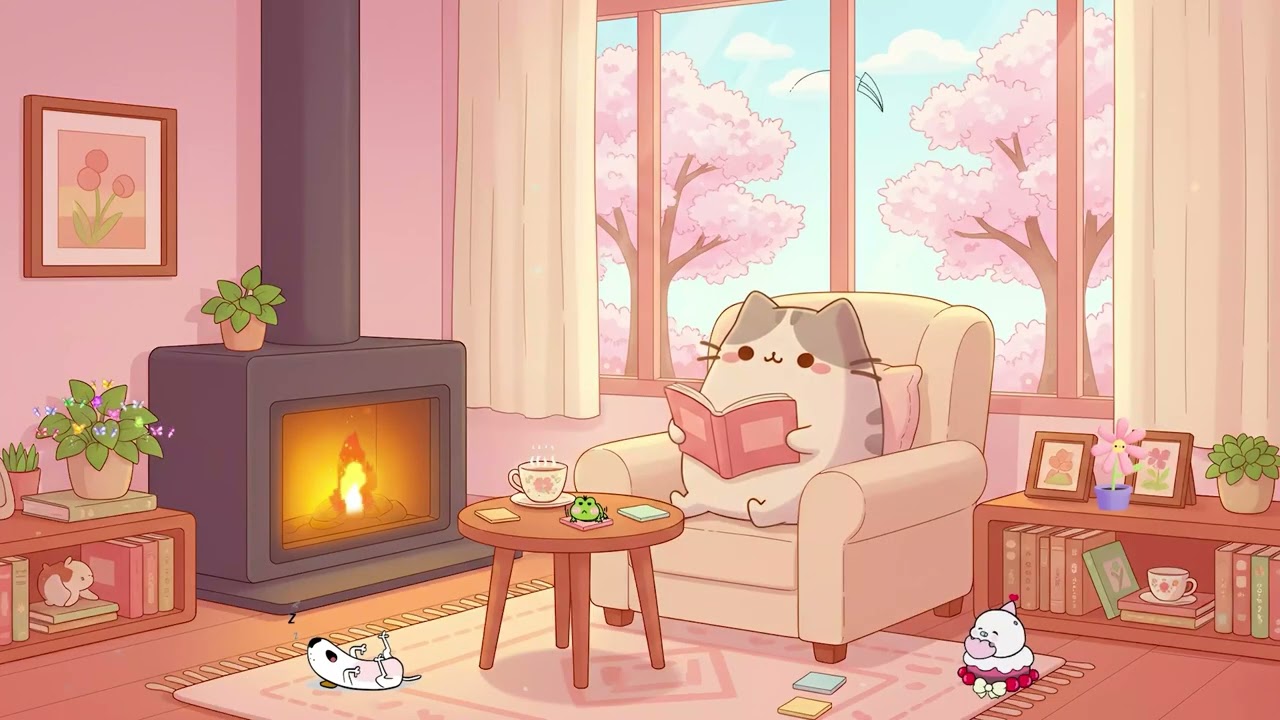 Pusheen's cozy room 🌿 chill lo-fi hip hop beats 🍃 Beats To Chill / Relax / Stress Relief