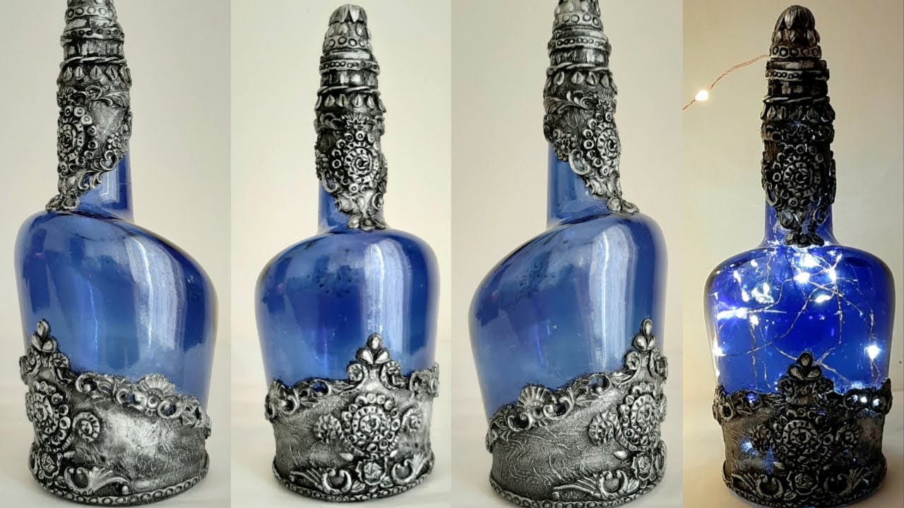 Wine Bottle Art / Antique Bottle / Altered Bottle