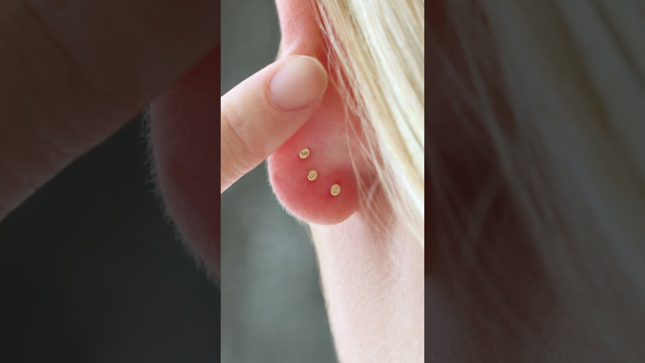 Flat Back Push Pin Labret earring 14k gold