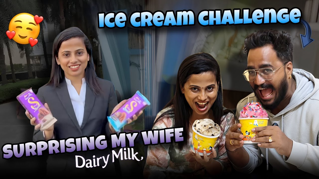Husband Surprises Wife with Chocolates 😍 | Couple Ice Cream Challenge 🍦😂