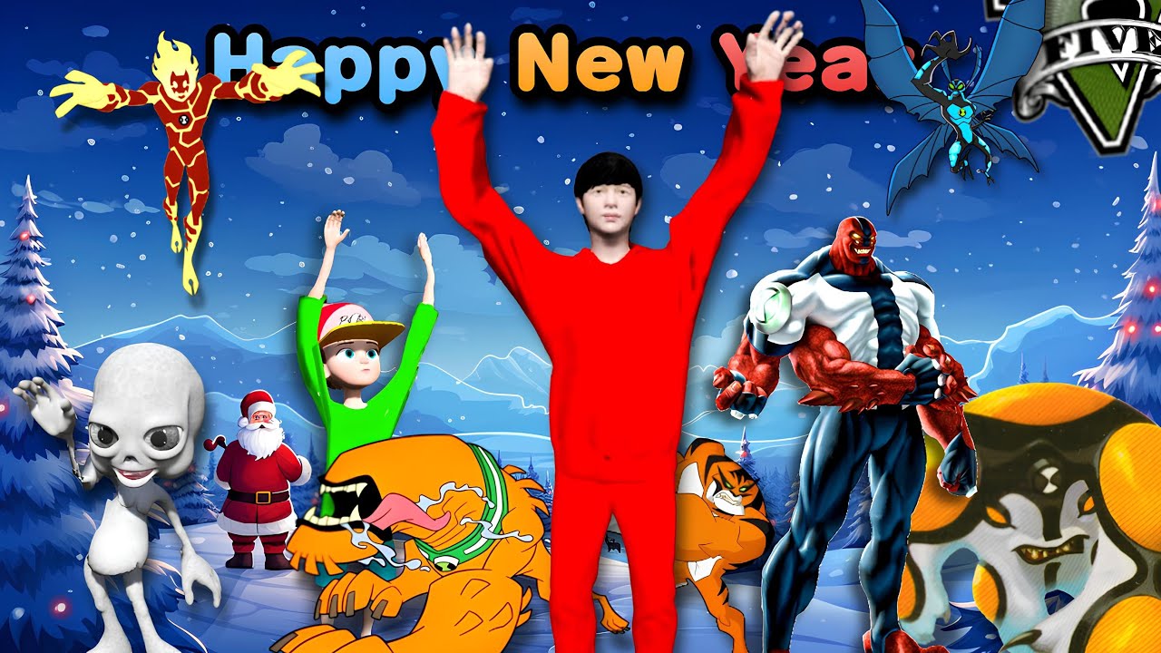 BEN 10 ဂြိုဟ်သားတွေနဲ့ Happy New Year ပွဲတော်ကျင်းပခဲ့တယ် | Happy New Year 2025 GTAV | SMART On Live