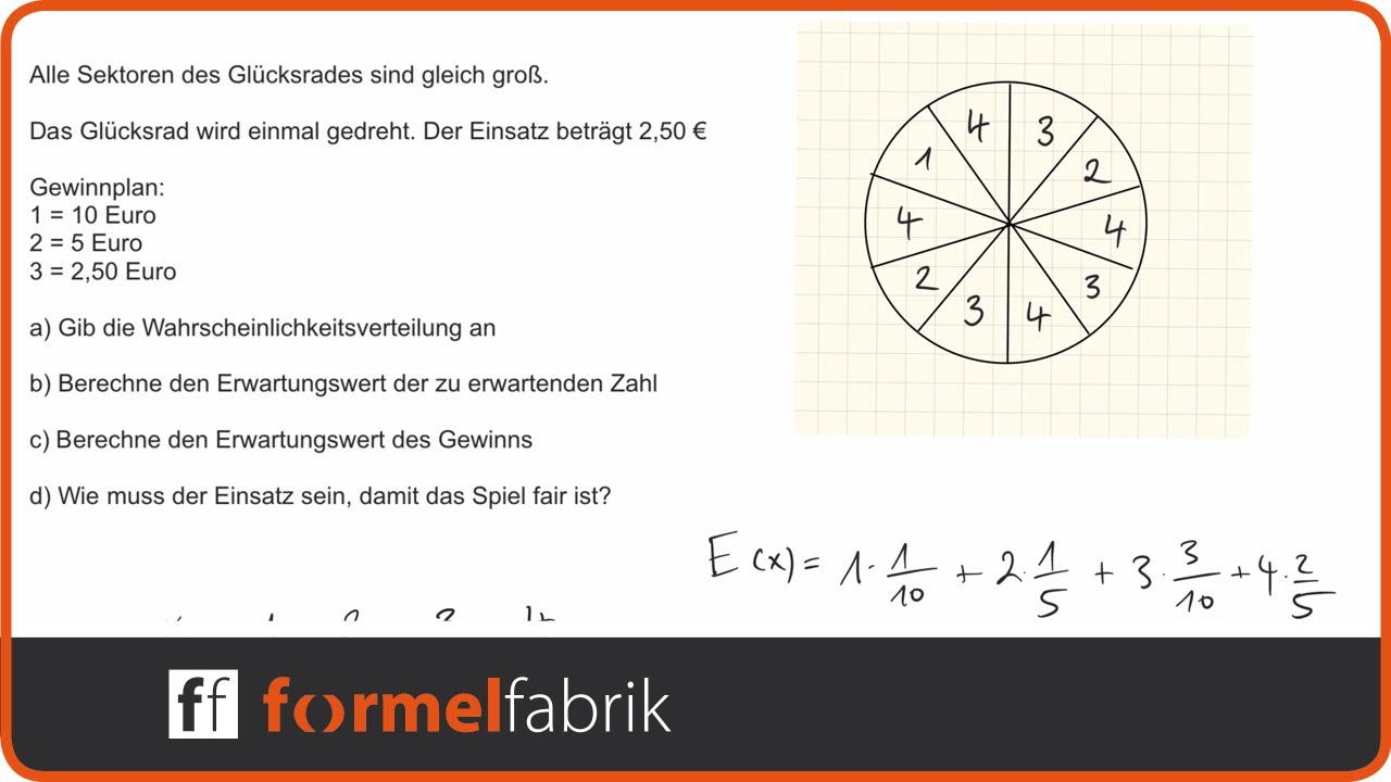 Erwartungswert – Wahrscheinlichkeitsverteilung – Glücksrad – Klassenarbeit