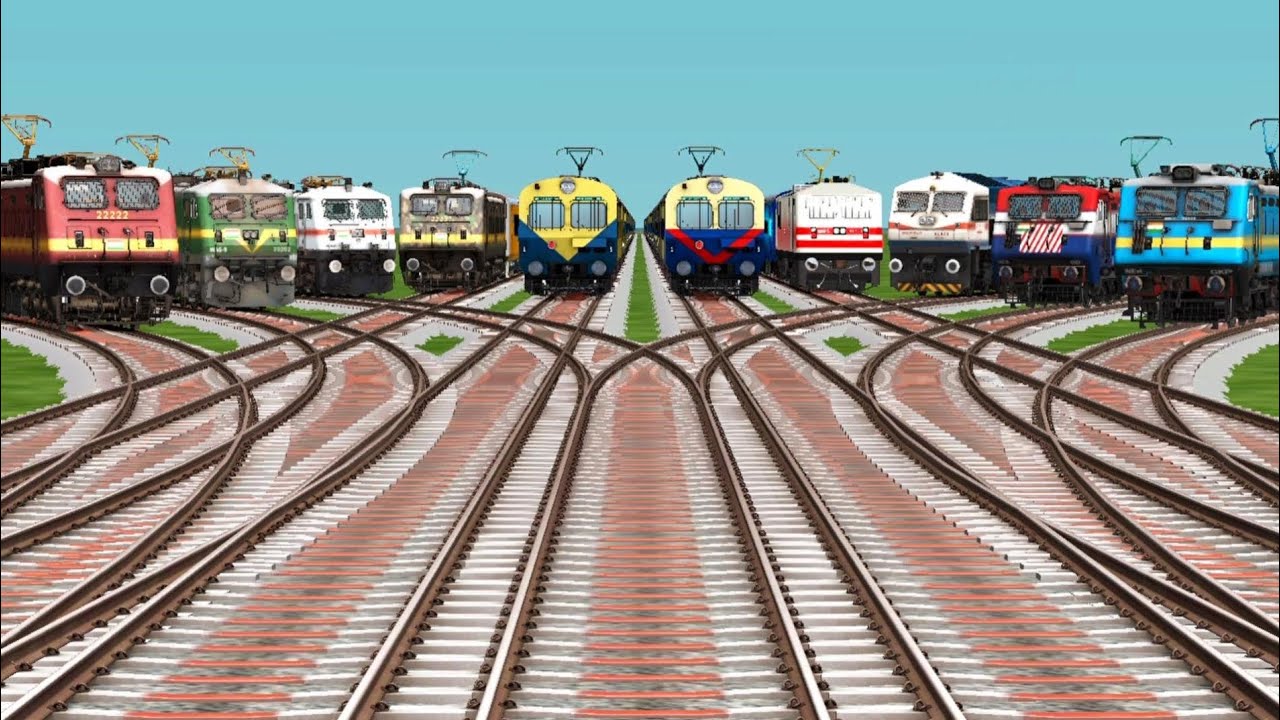 Ten Trains Crossing By Bumpy Forked Tracks || indian express || train simulator classic 