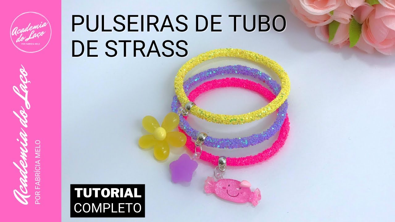 Pulseira de tubo de strass muito fácil de fazer 🎀 como fazer