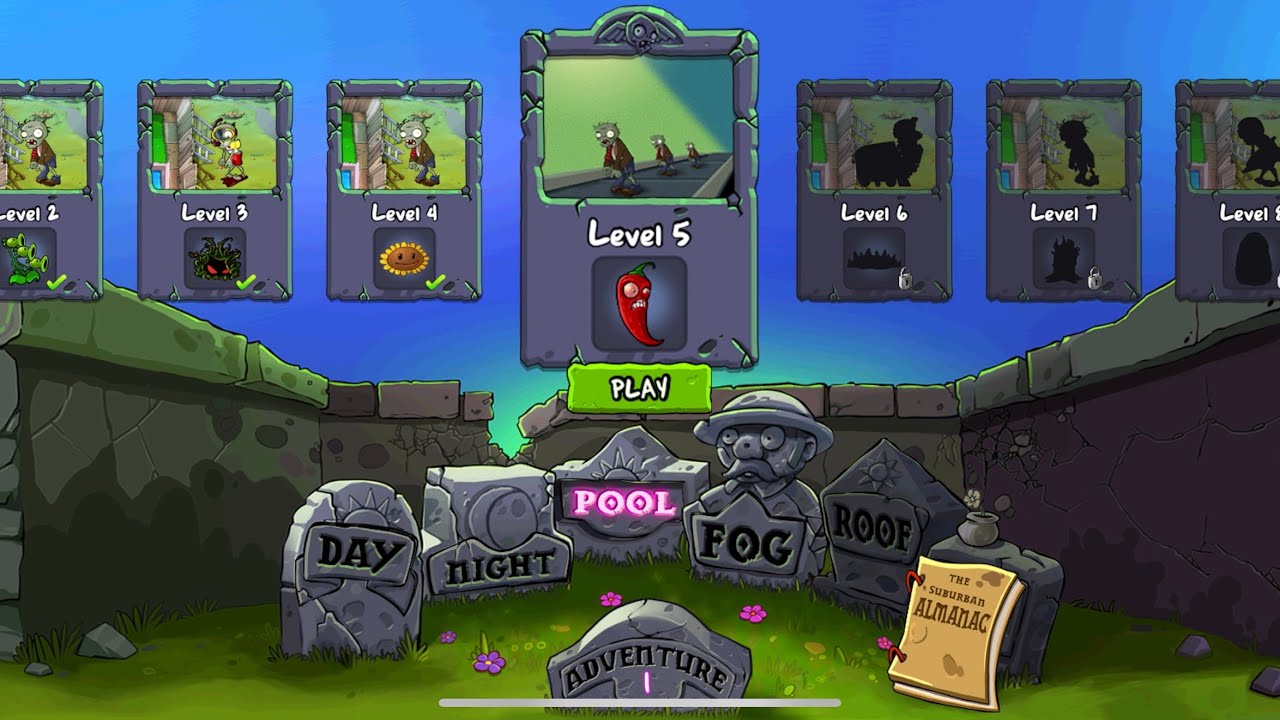 Plants vs Zombies level 5 (pool)