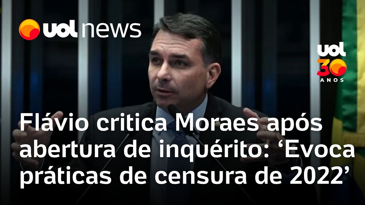 Fl&aacute;vio Bolsonaro critica Moraes ap&oacute;s inqu&eacute;rito: 'Tentativa de cercear liberdade de express&atilde;o'