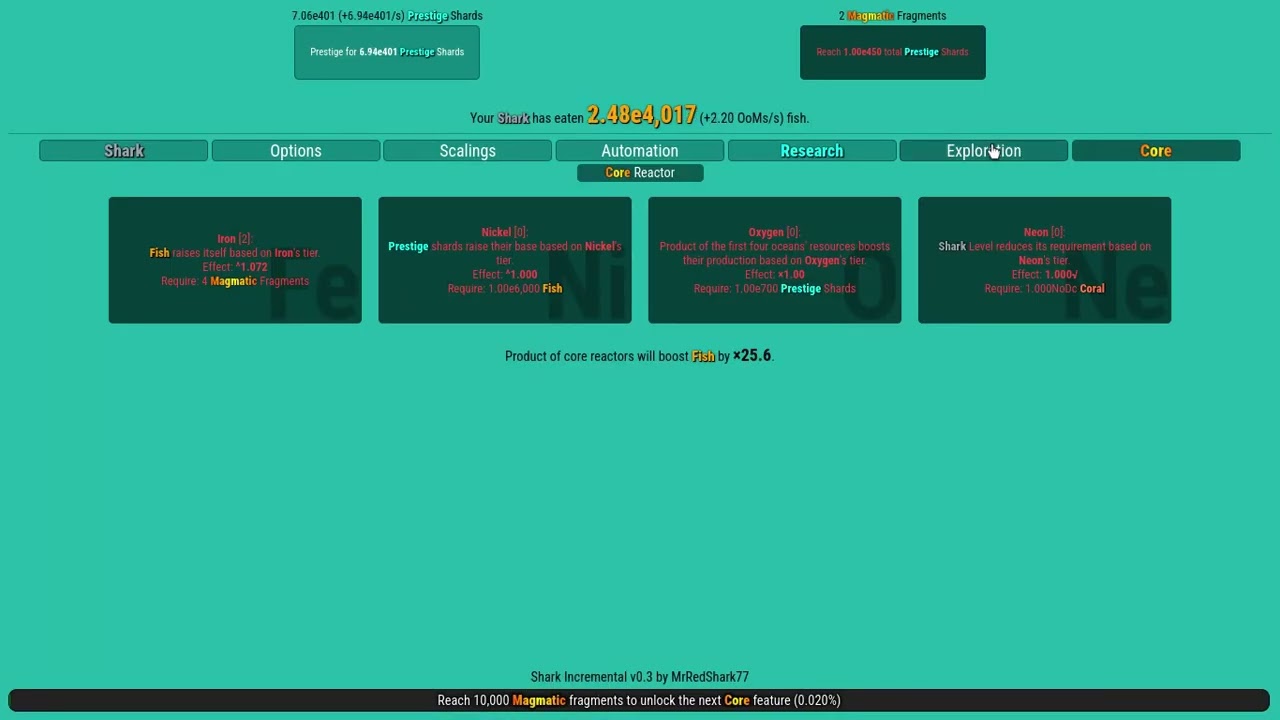 Shark Incremental v0.3: Getting my first few Magmatic Fragments