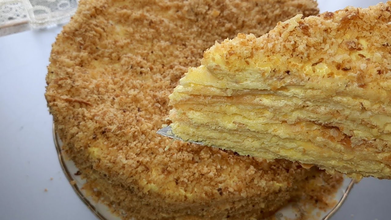 Торт НАПОЛЕОН !! из Быстрого Слоёного теста!! с вкусным Заварным Кремом       Napoleon cake !!