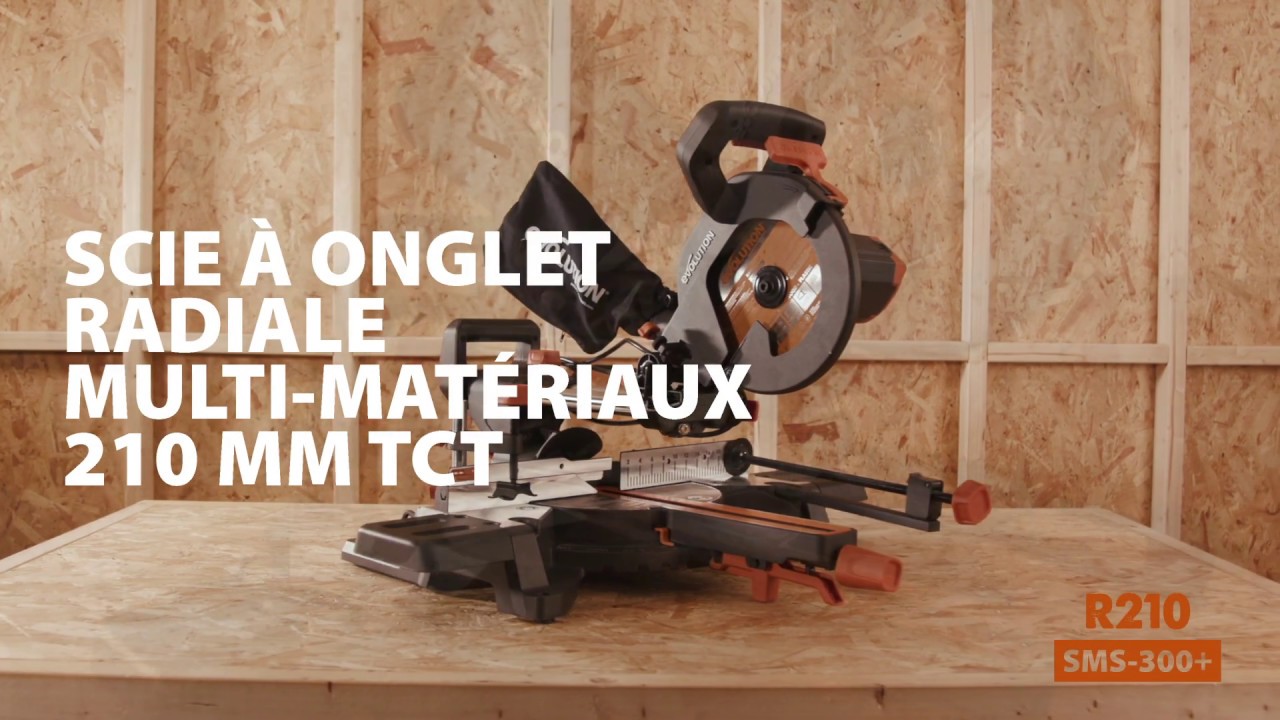 Evolution R210SMS-300+ SCIE À ONGLET RADIALE MULTI-MATÉRIAUX TCT 210 MM AVEC GLISSIÈRE 300 MM