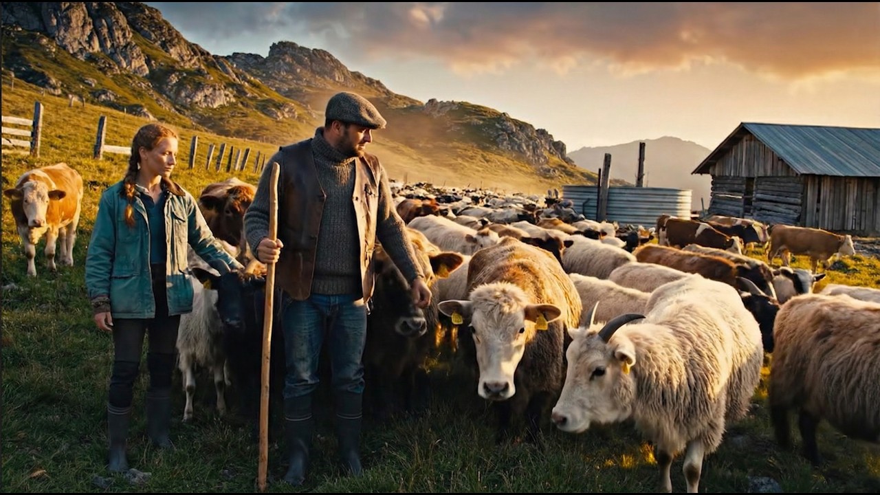 A Peaceful Countryside Life — A Young Couple, Their Little Dog, and Caring for Livestock