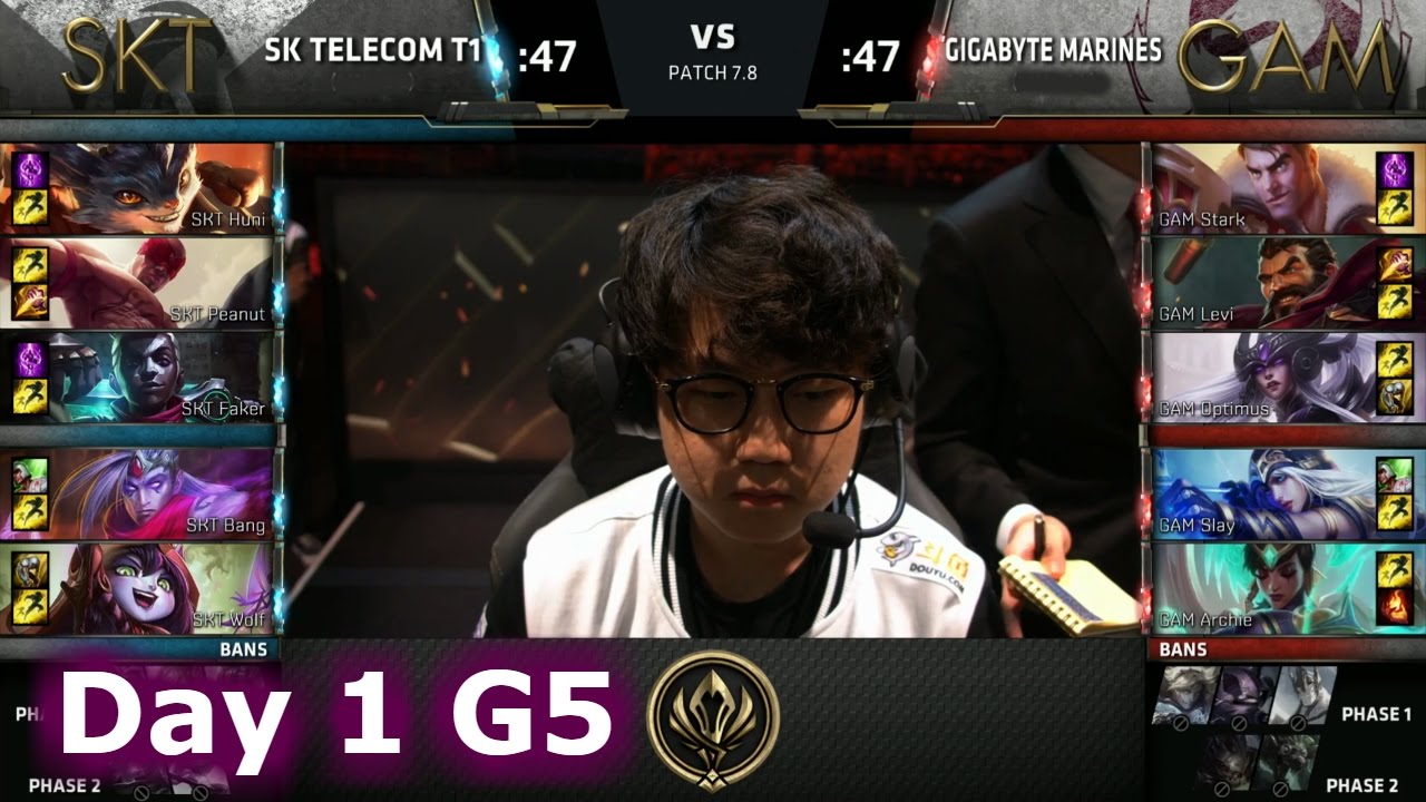 SK Telecom T1 vs Gigabyte Marines | Day 1 Game 5 LoL MSI 2017 Group Stage | SKT vs GAM MSI