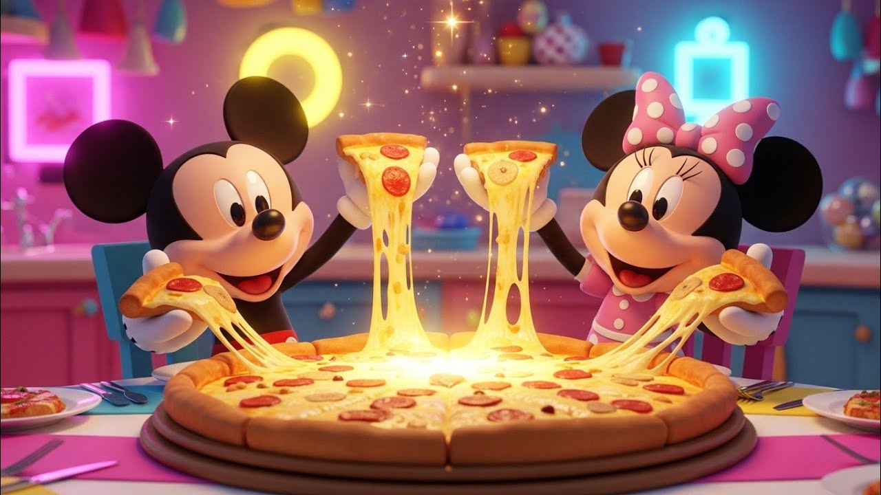 MICKEY & MINNIE’S GIANT PIZZA PARTY! 🍕 (Super Cheesy!)