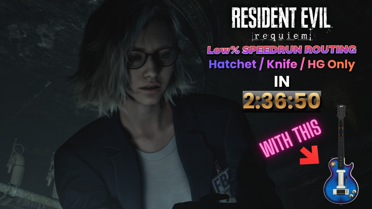 Casual Low/Melee% IN 2:36:50 w/ CRKD Guitar Controller! | RE Requiem [Hatchet, Knife, Handgun ONLY]
