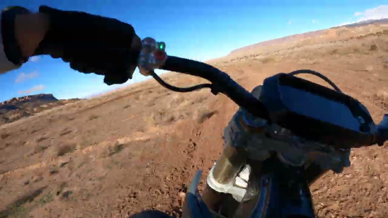 Riding a corner track on the stark varg 