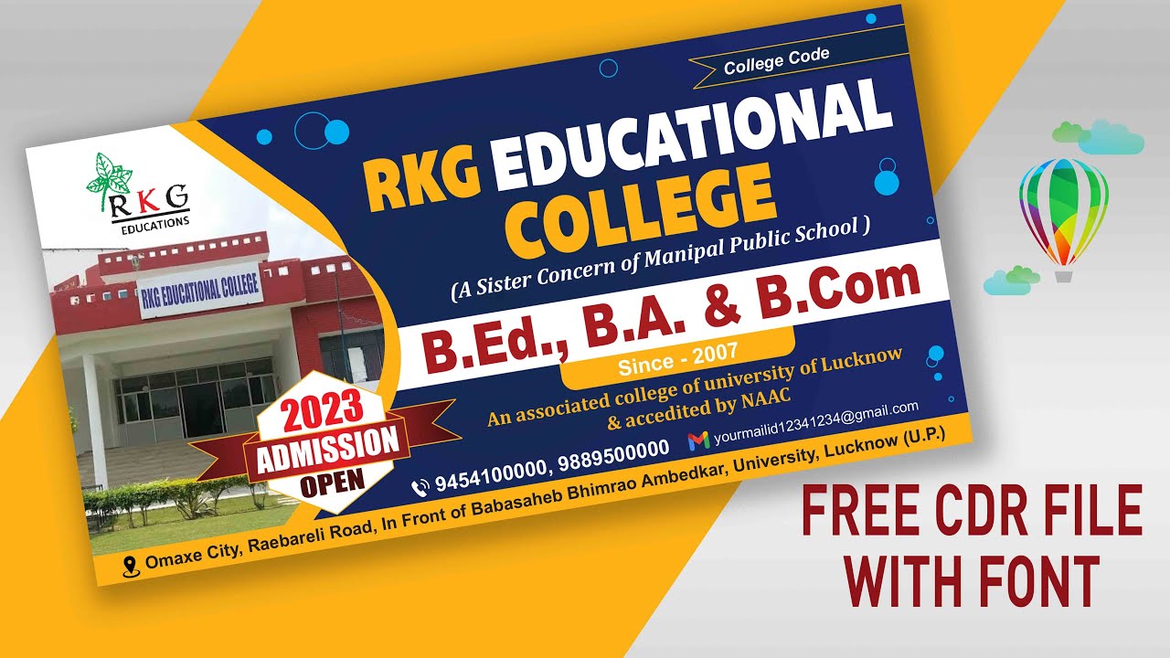 College banner design in coreldraw | College Admission Open 2023 poster design | College  Free CDR