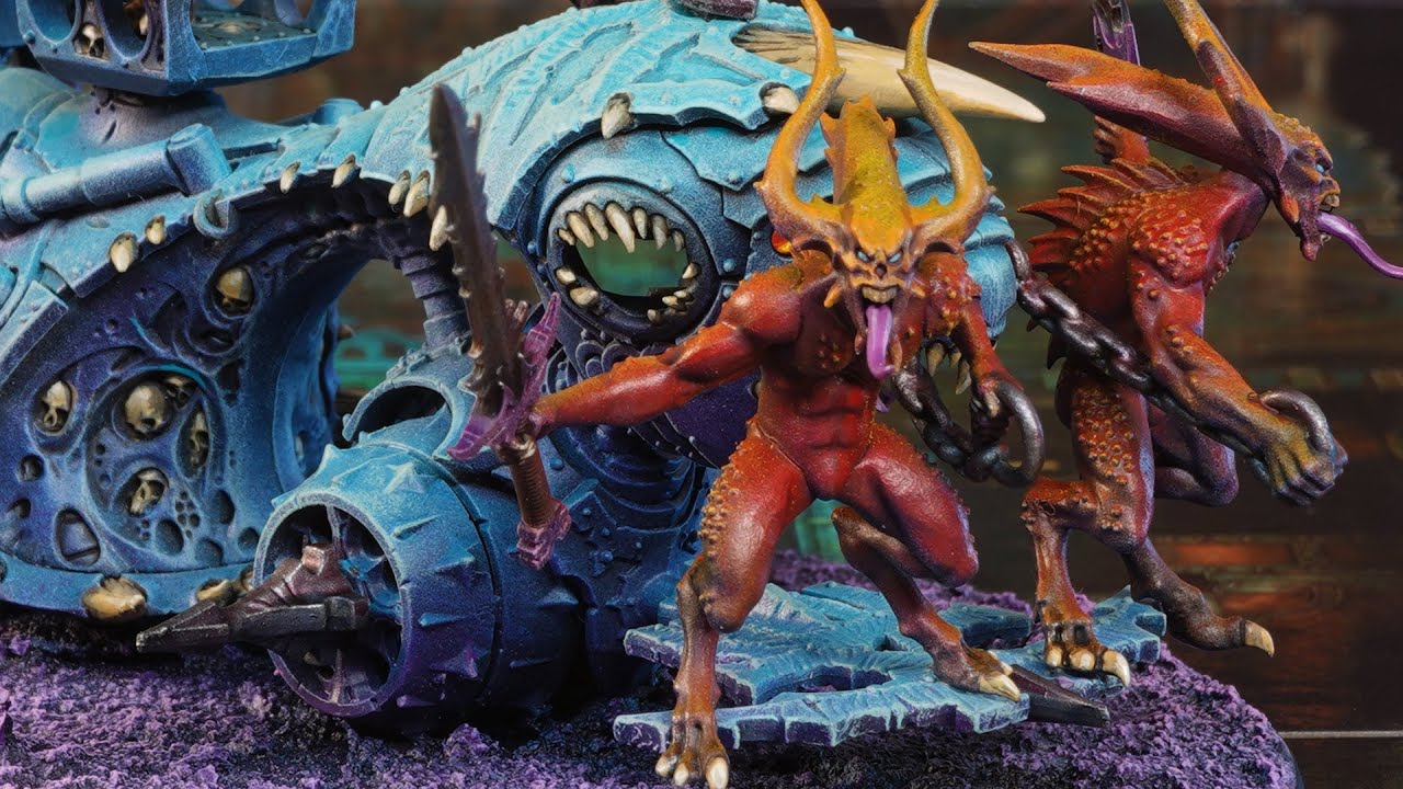 Painting synthwave Khorne Daemons like @Dana Howl