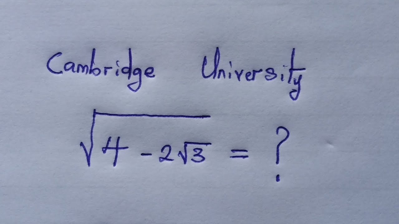 Cambridge University Entrance Exam | Can you solve ?