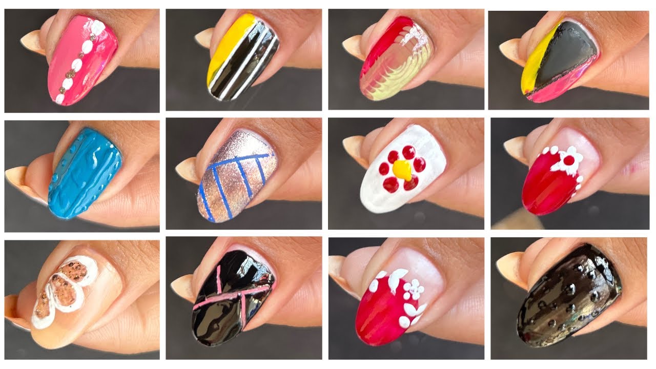 Top 12 Really Easy nail art for beginners || Nail art with household items#nails #nailart2024#nail