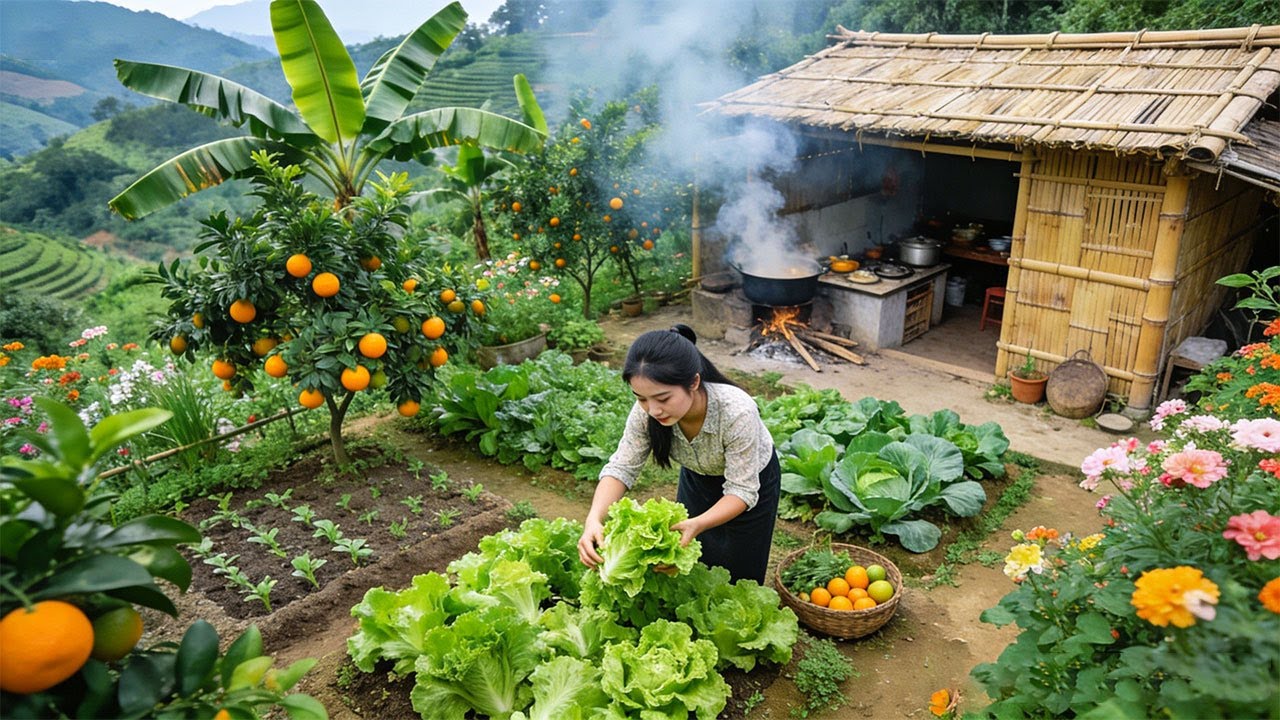 Farm Life: A Young Girl Gardening, Harvesting Fresh Crops & Traditional Cooking