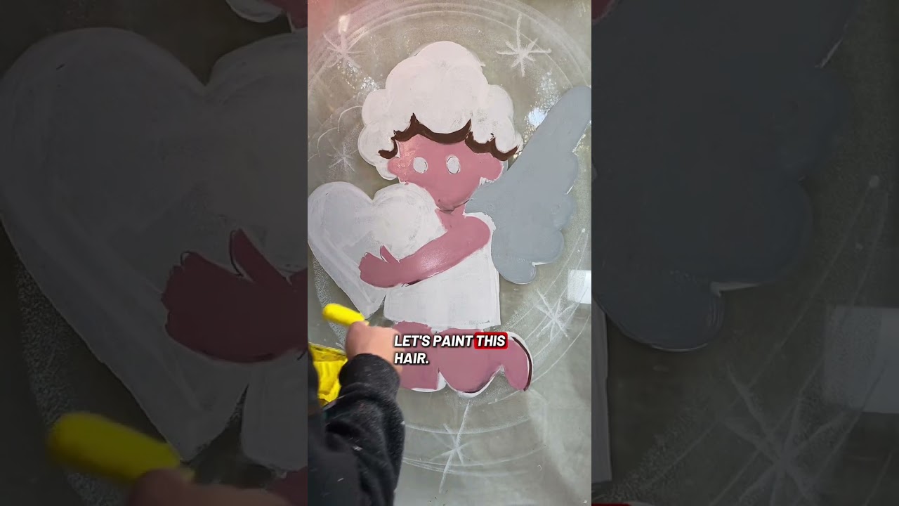 H￼ to paint a Valentines Cupid with a roller window painting tutorial 