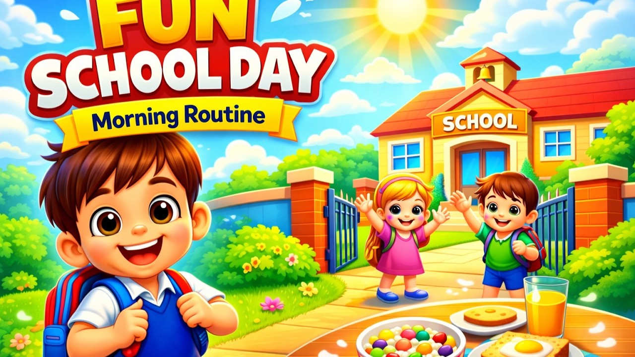 🎒 Fun School Day Adventure | Kids Morning Routine & School Story | 3D Cartoon Animation