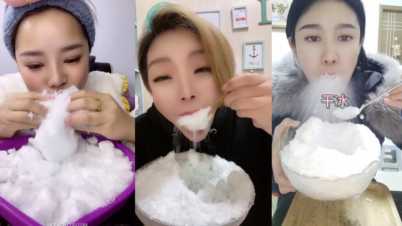 FLUFFY WHITE ICE SOFT POWDERY SPOONFULS & CHUNKS ICE EATING ASMR | FREEZER FROST AND SHAVED ICE #18