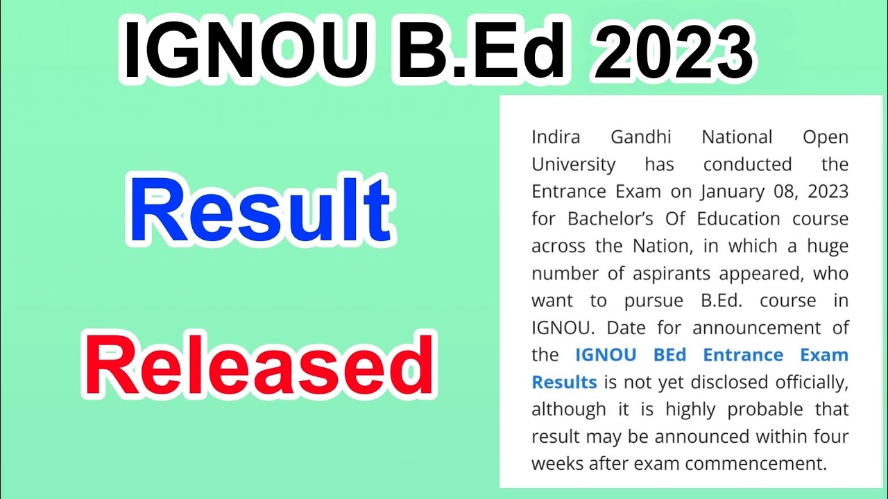 IGNOU BEd Result 2023 | How to check Result IGNOU B.Ed full details