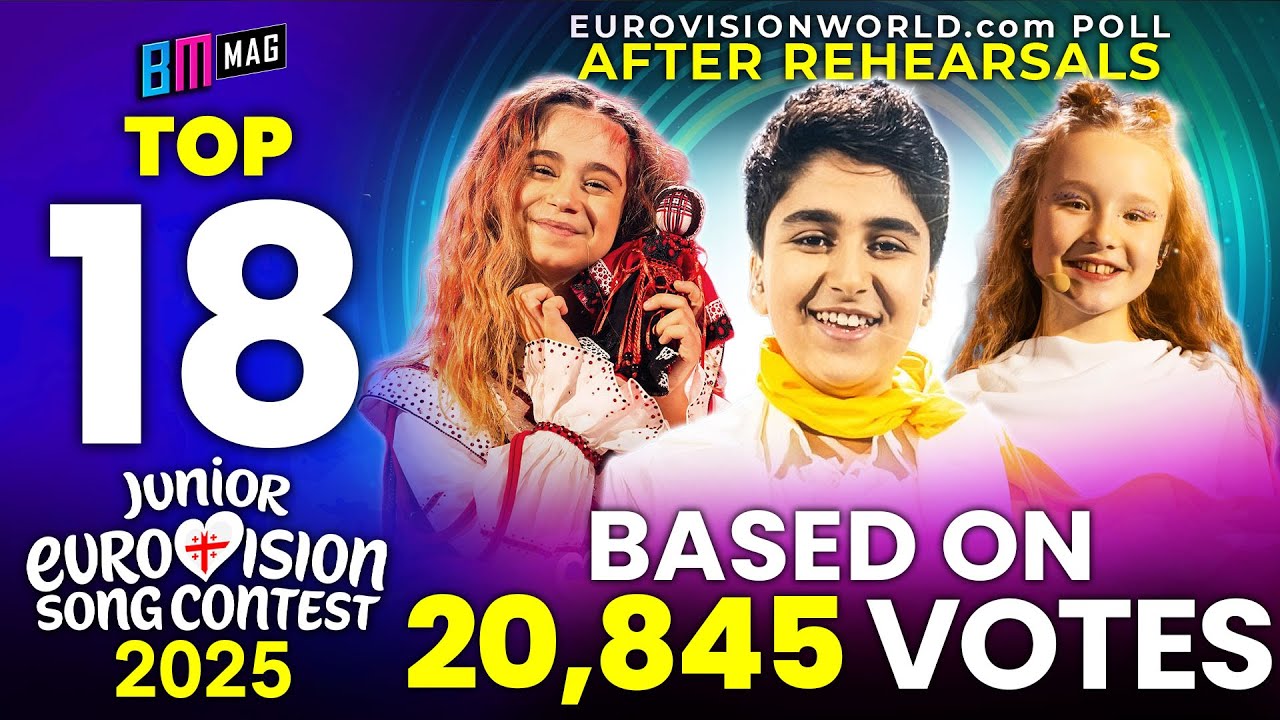 TOP 18 by 20,845 People - Latest Results from Eurovisionworld Poll - Junior Eurovision 2025